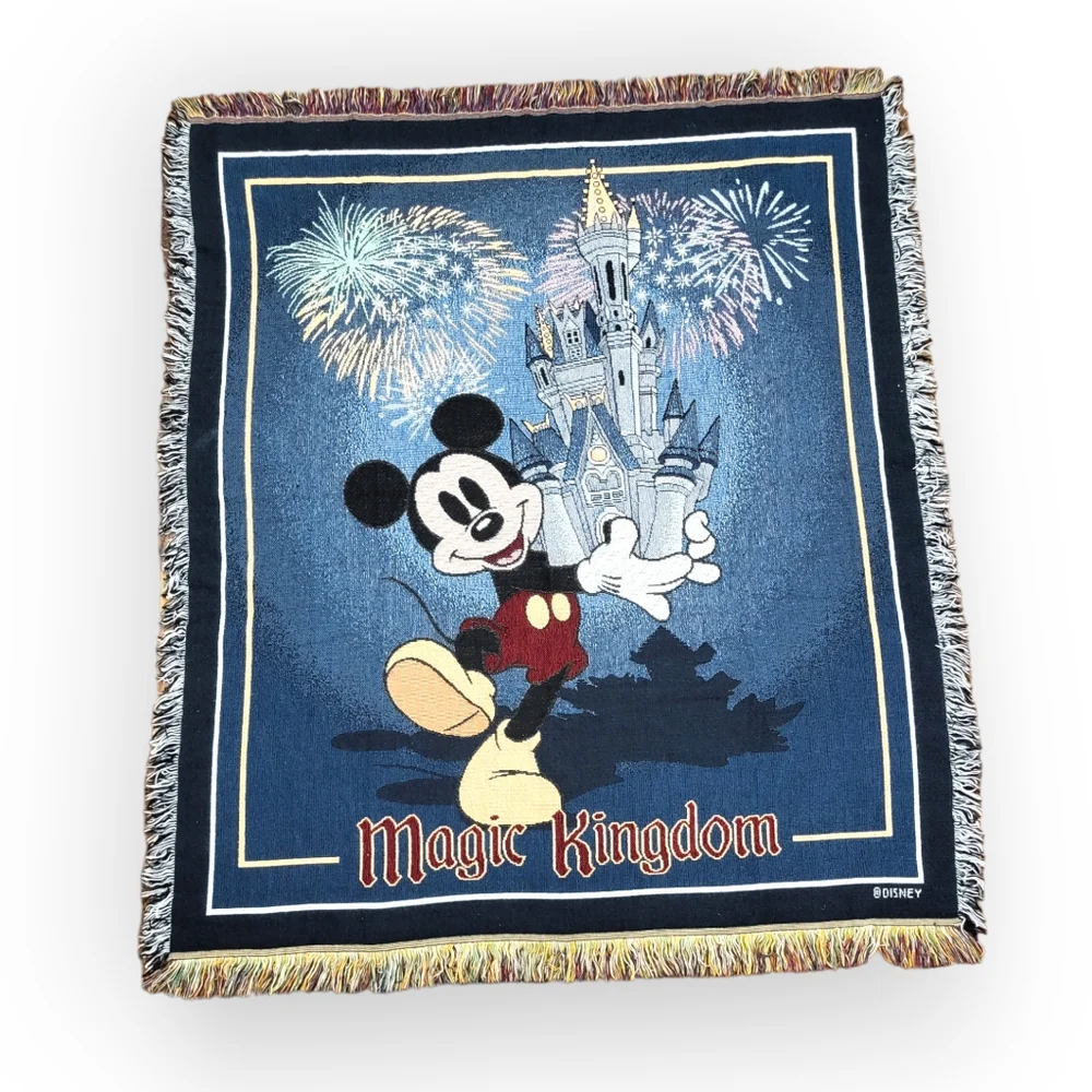DISNEY Magic Kingdom Mickey Mouse Woven Blanket Throw Blanket